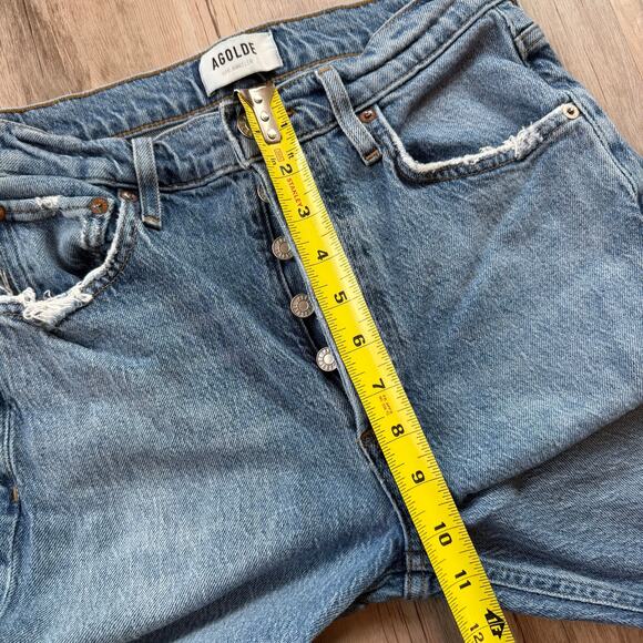 Agolde Jeans Womens 25 Blue Riley Straight Crop High Rise Light Wash Button Fly - Picture 4 of 10